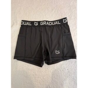 Gradual Mens Compression Shorts Black Athletic Gym Workout Pockets Size Medium